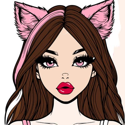 realistic girl with fox ears and realistic lips
