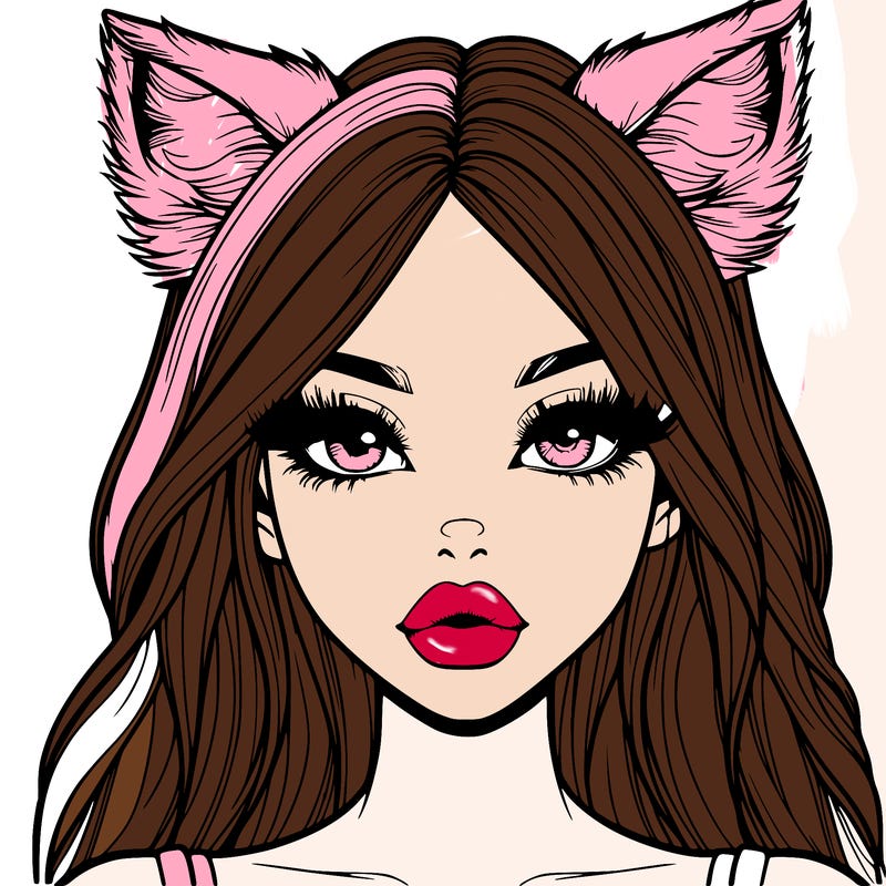 realistic girl with fox ears and realistic lips