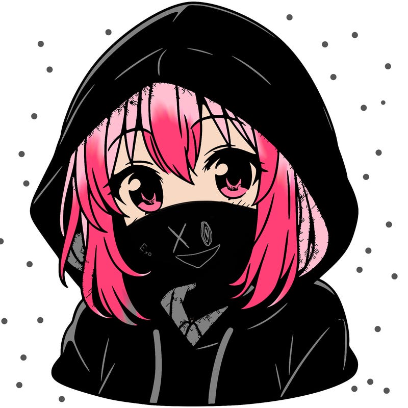 anime girl with black hoodie