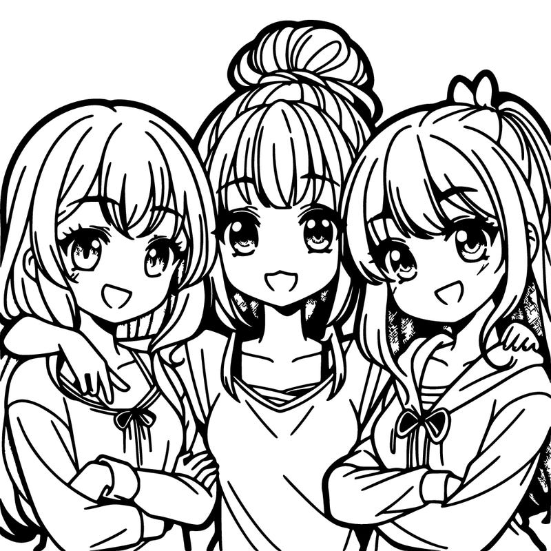 3 best friends girl anime