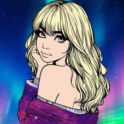 realistic girl with bangs looking over her shoulder