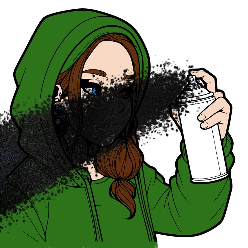 a realistic girl, spray painting