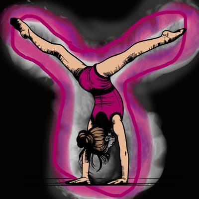 realistic gymnastic hand stand girl in four splits