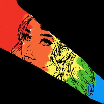 realistic girl with a ponytail on her hair and lips