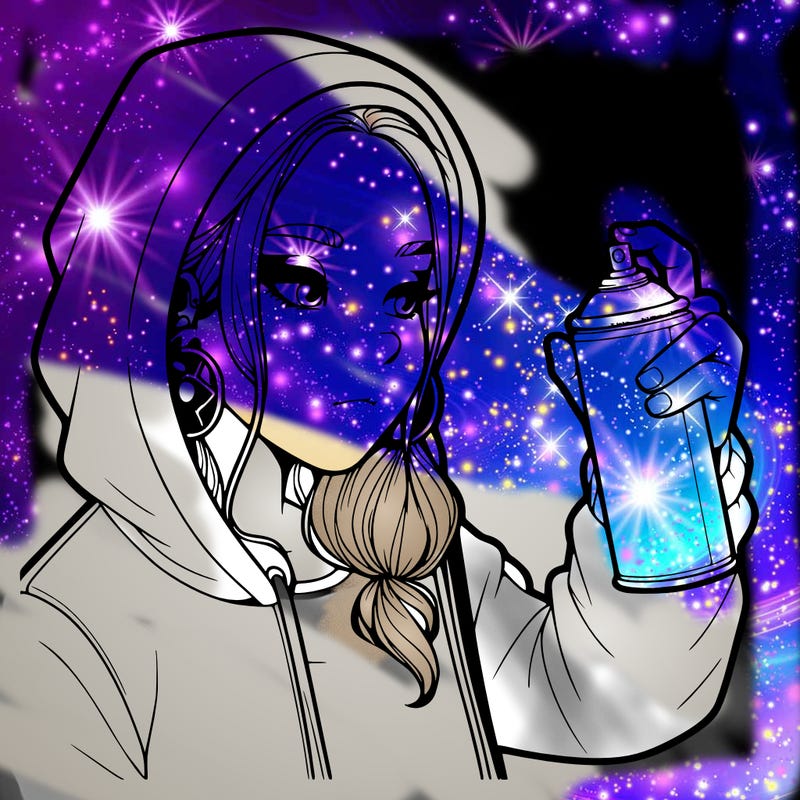 a realistic girl, spray painting