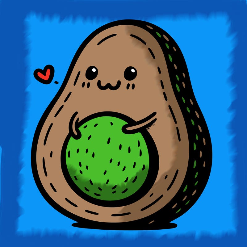 an avocado hugging an avocado