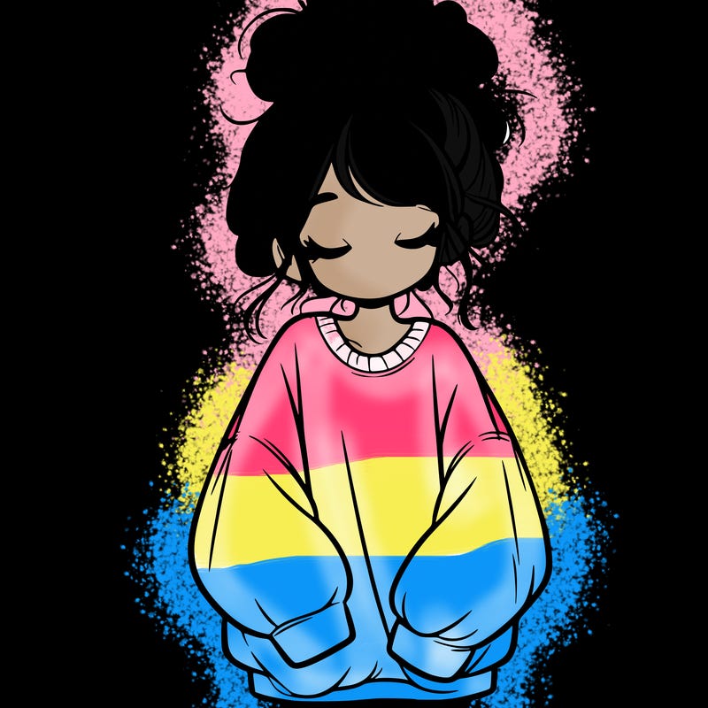 girl with baggy sweatshirt and messy bun