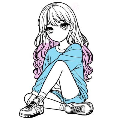 girl sitting realistic