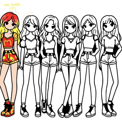 a group of girls wearing crop tops and shorts