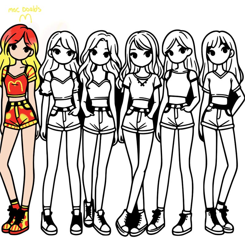 a group of girls wearing crop tops and shorts