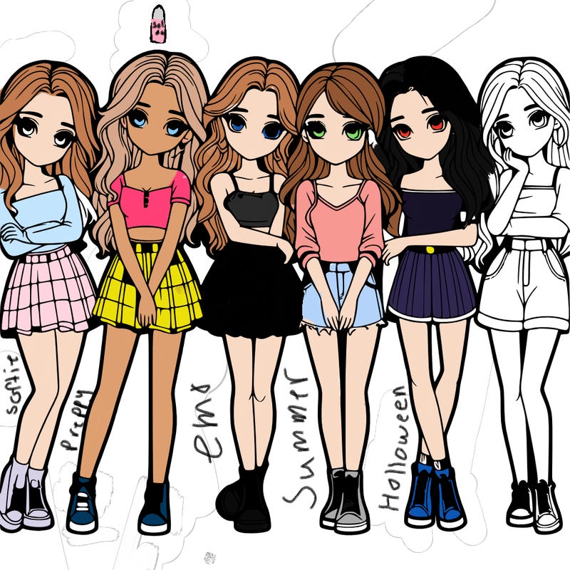 a group of girls realistic