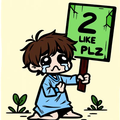small poor toddler crying with sign that says 2 like plz