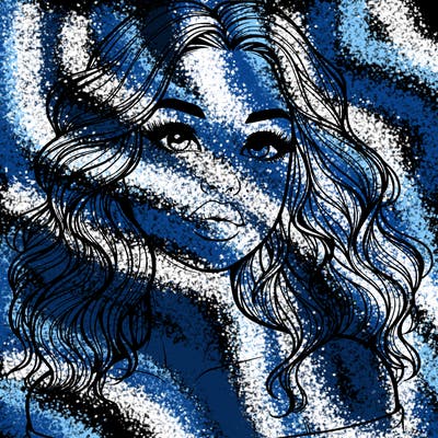 realistic girl with wavy hair and lips