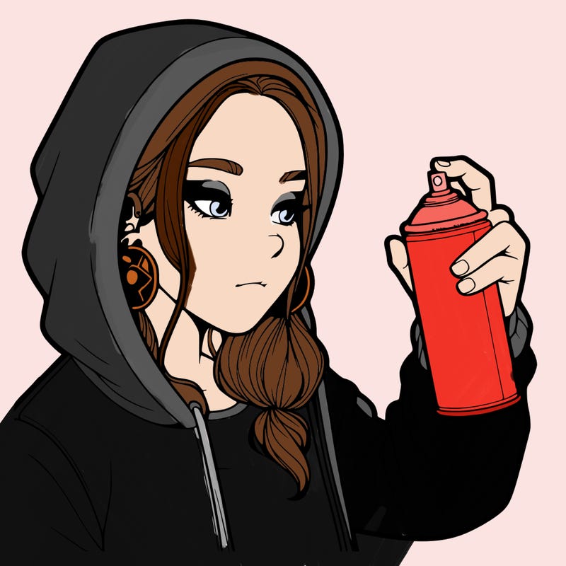 a realistic girl, spray painting