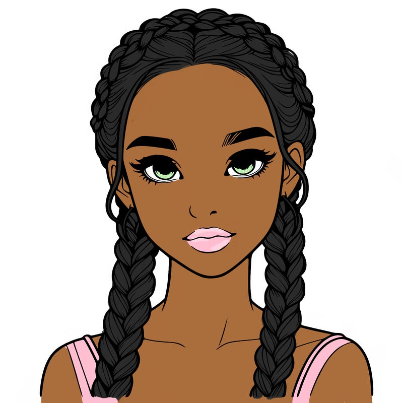 realistic girl with braids
