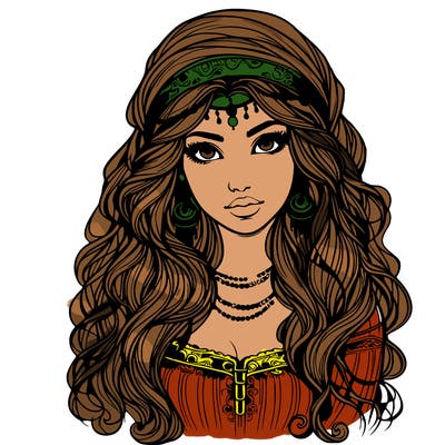 realistic beautiful mysterious gypsy girl
