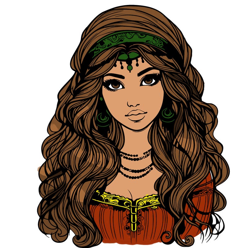 realistic beautiful mysterious gypsy girl