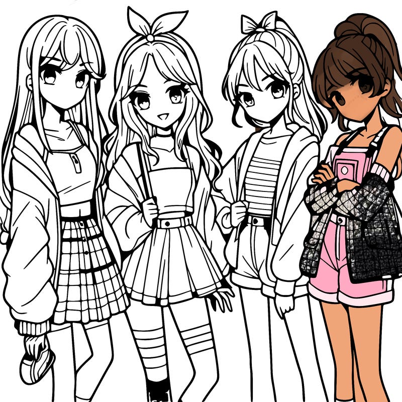 teen manga girls group of 4