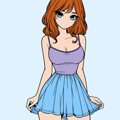 realistic girl in short dress