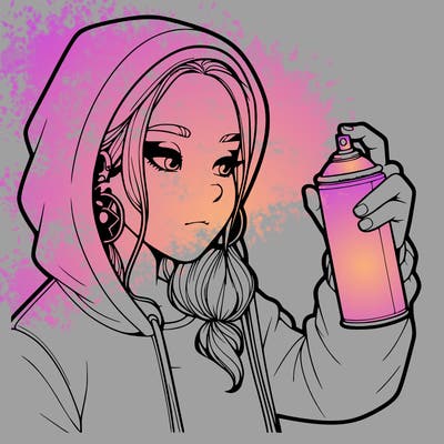 a realistic girl, spray painting