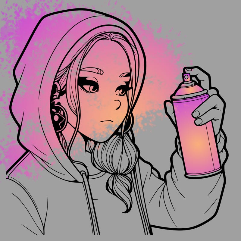 a realistic girl, spray painting