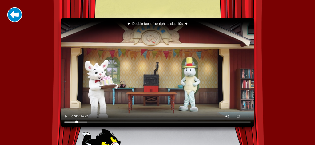 Bamses Skattkista - Video of Bamse characters performing on a theater stage in the app