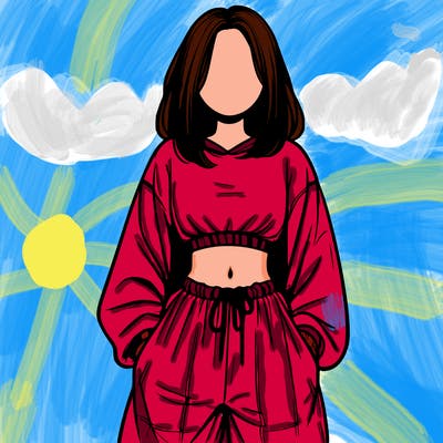 realistic girl faceless with baggy pants and a crop top