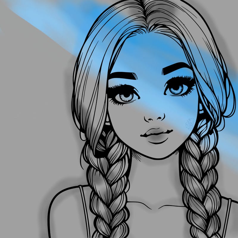 realistic girl with braids