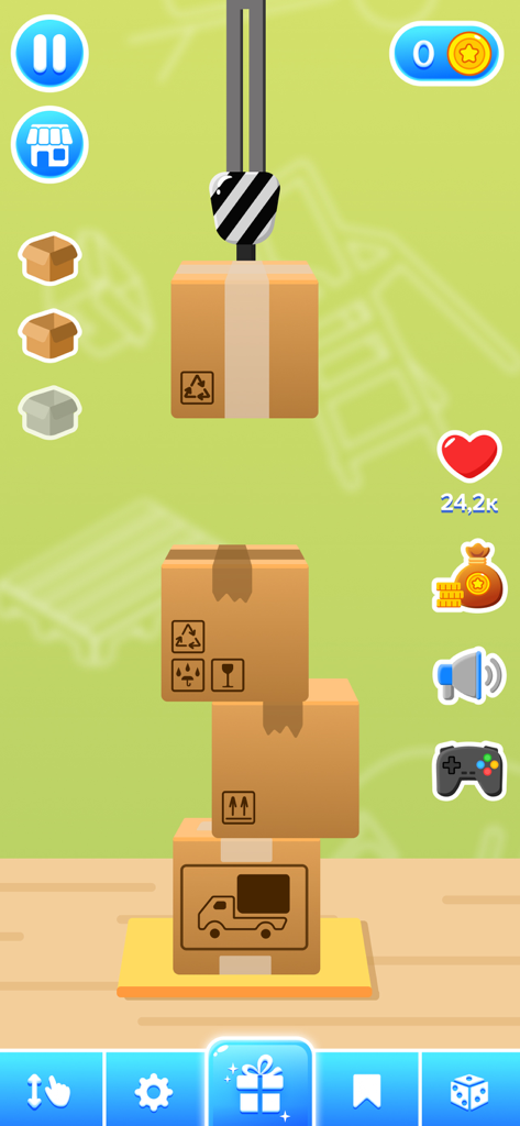 Box stacking mini game gameplay