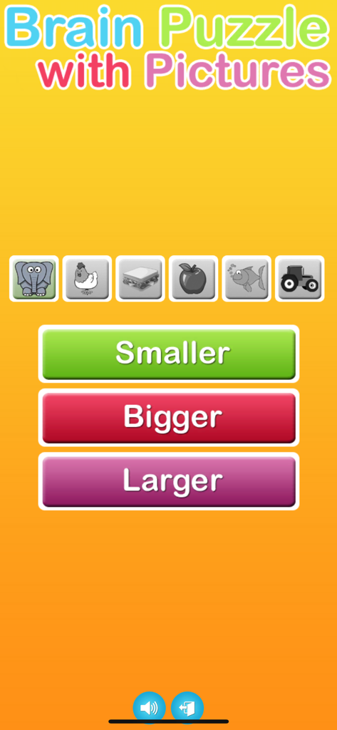 Brain Puzzle with Pictures - Tela principal do Quebra-Cabeça Cerebral com Imagens com botões de seleção de tamanho de nível e prévia do ícone.