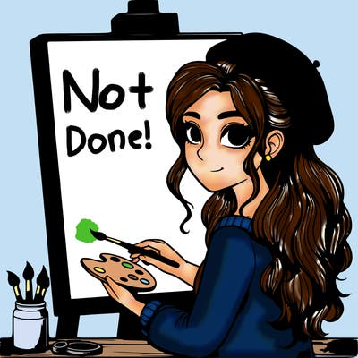 realistic girl artist painting a blank canvas