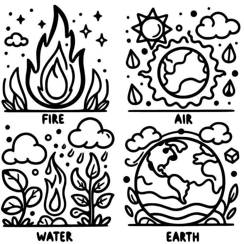 fire, air, water and earth
