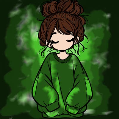 girl with baggy sweatshirt and messy bun