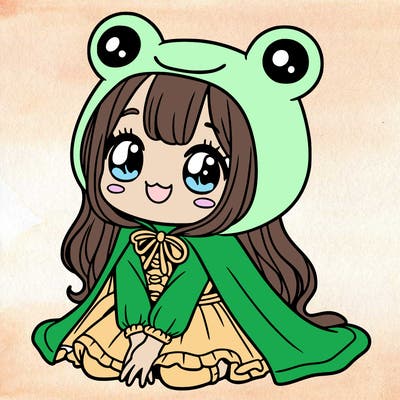 girl with frog costume