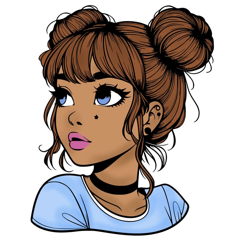 realistic girl with spacebuns