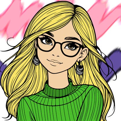 realistic girl with glasses