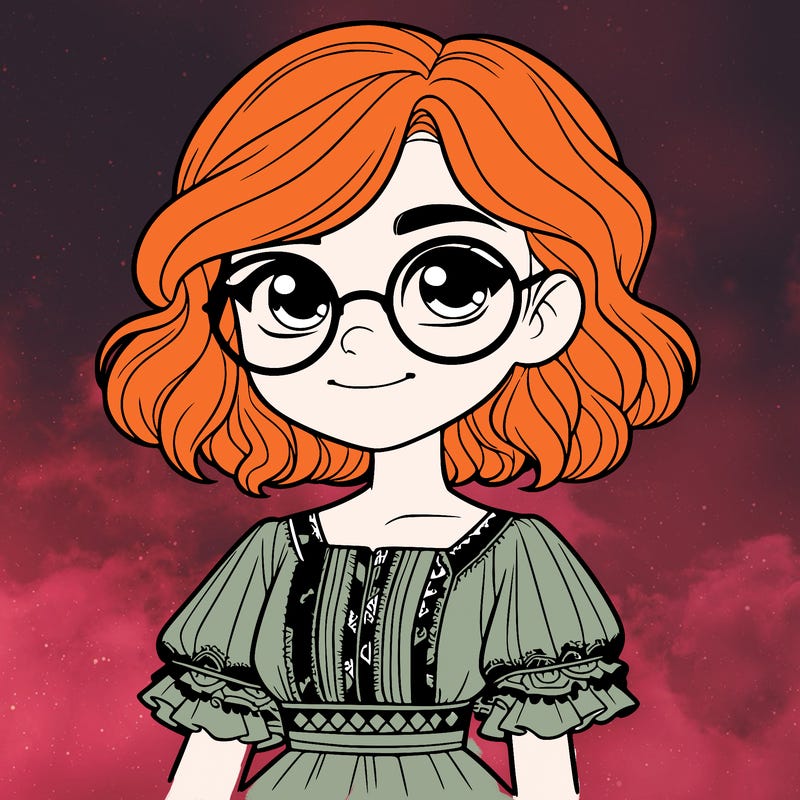 one girl with medium short hair, which are wavy. she has round glasses. she wears a latina outfit.