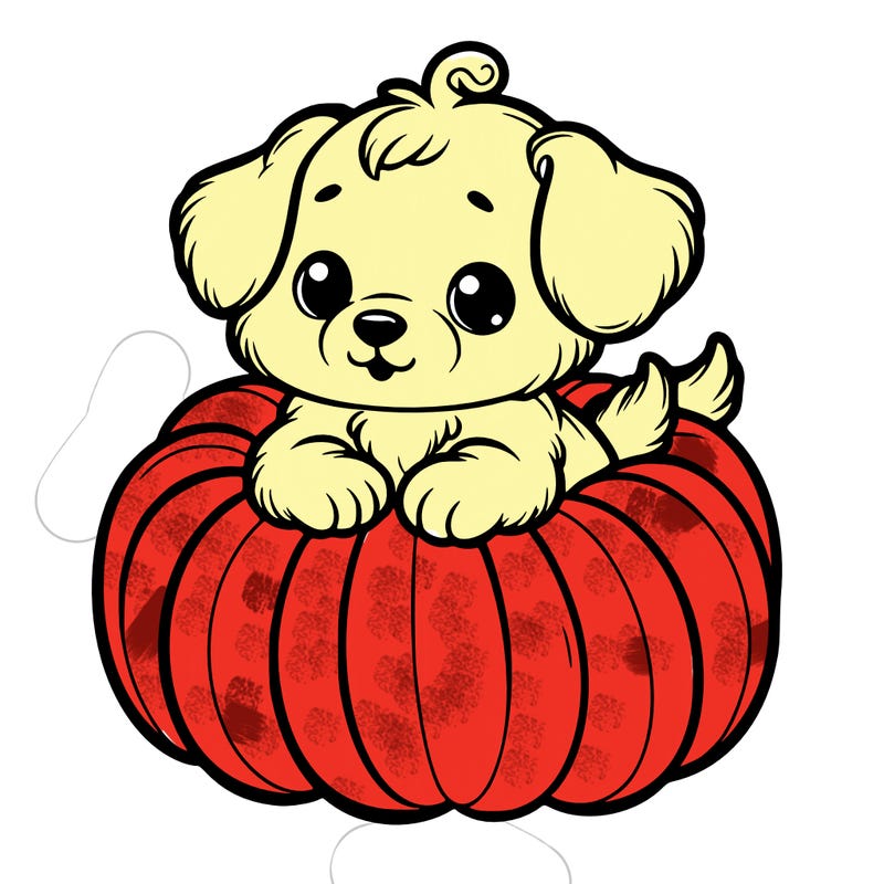 cute little puppy in a pumpkin