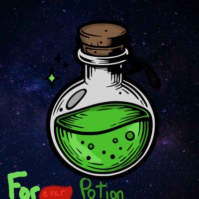 a realistic and detailed magic potion bottle