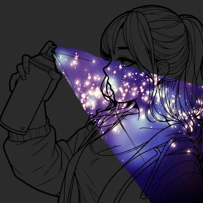 a realistic girl spray, painting