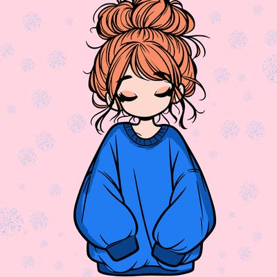 girl with baggy sweatshirt and messy bun
