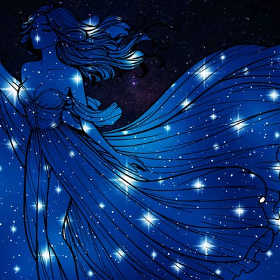 realistic woman in dress flowing the the wind