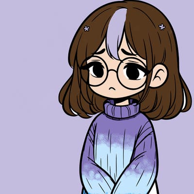 sad girl with glasses in a sweater