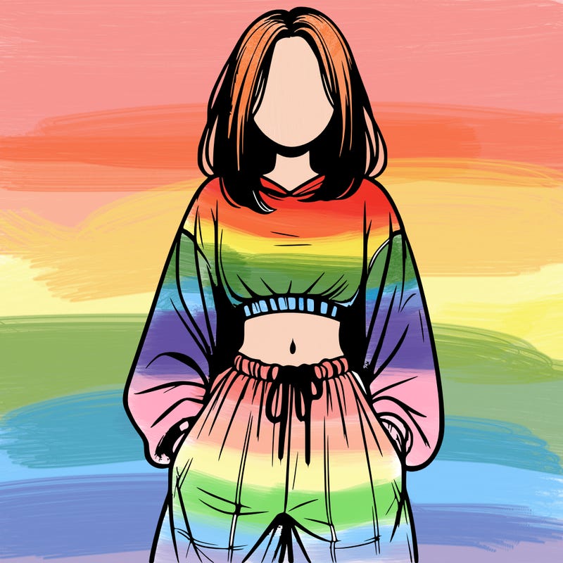 realistic girl faceless with baggy pants and a crop top