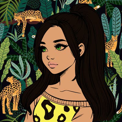 realistic girl with a high ponytail