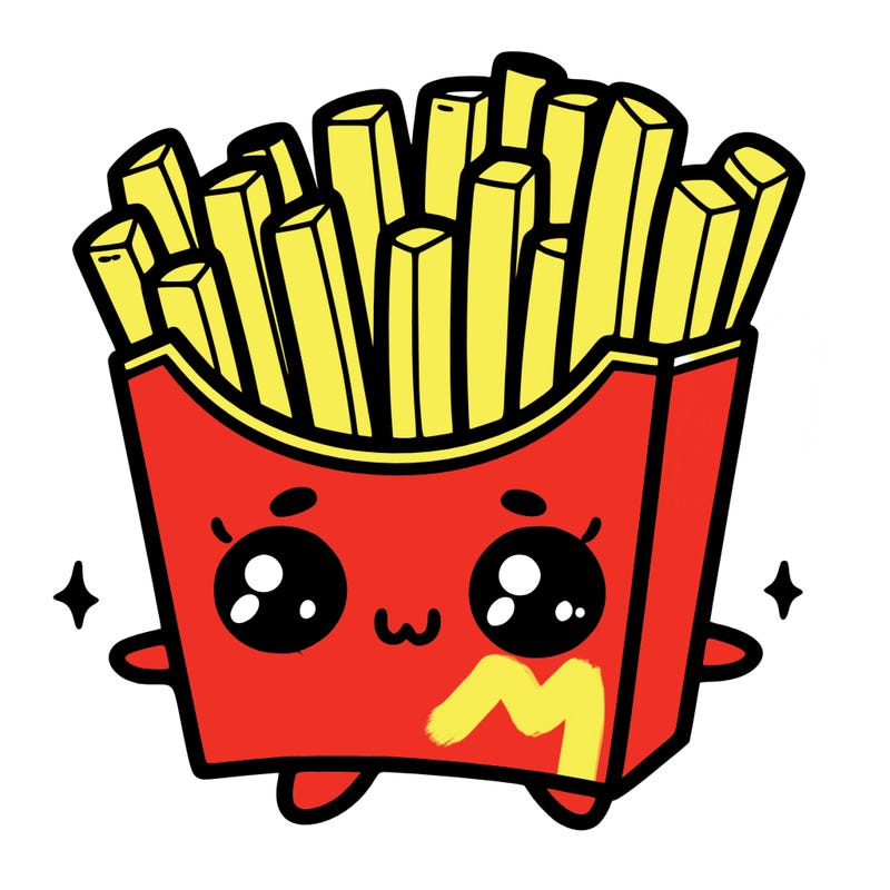 a cute. french fries