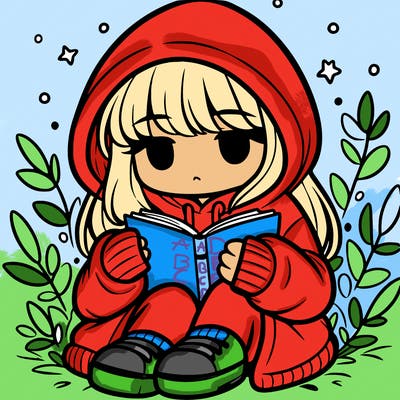 girl in oversized hoodie reading a book