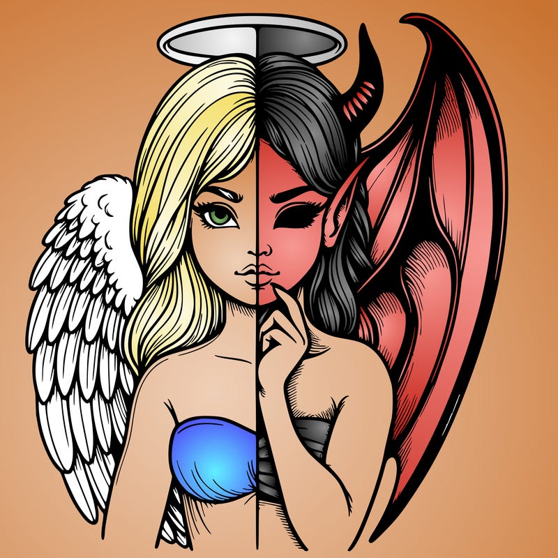 realistic angel half demon