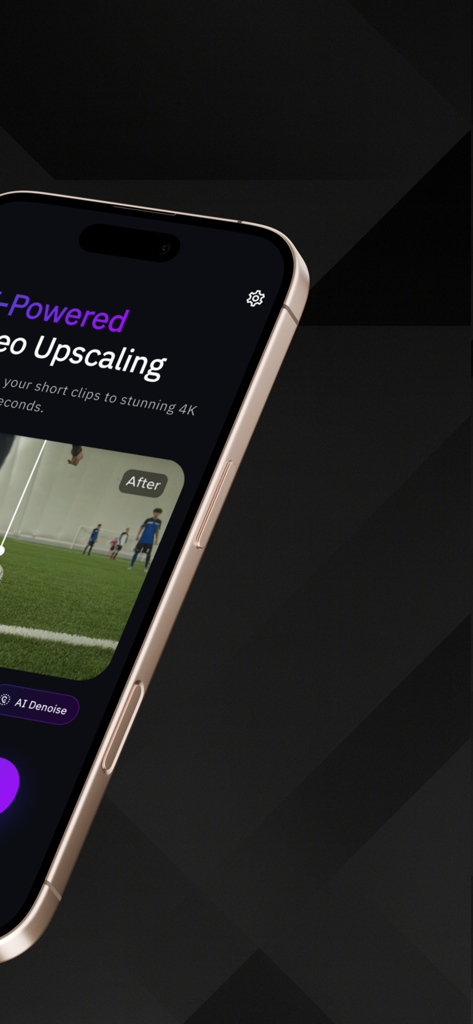 Velox AI Video Enhancer app interface on an iPhone featuring 4K video upscaling