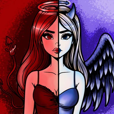 devil vs angel realistic girl